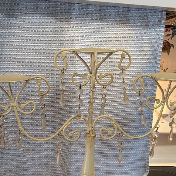 Elegant Cream Candelabra with Crystal Accents - Picture 1 of 8